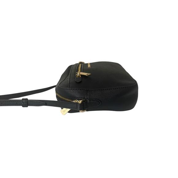 Michael Kors Jet Set Large Saffiano Leather Crossbody Bag Black Gold 35S1GTTC7L - Picture 5 of 16